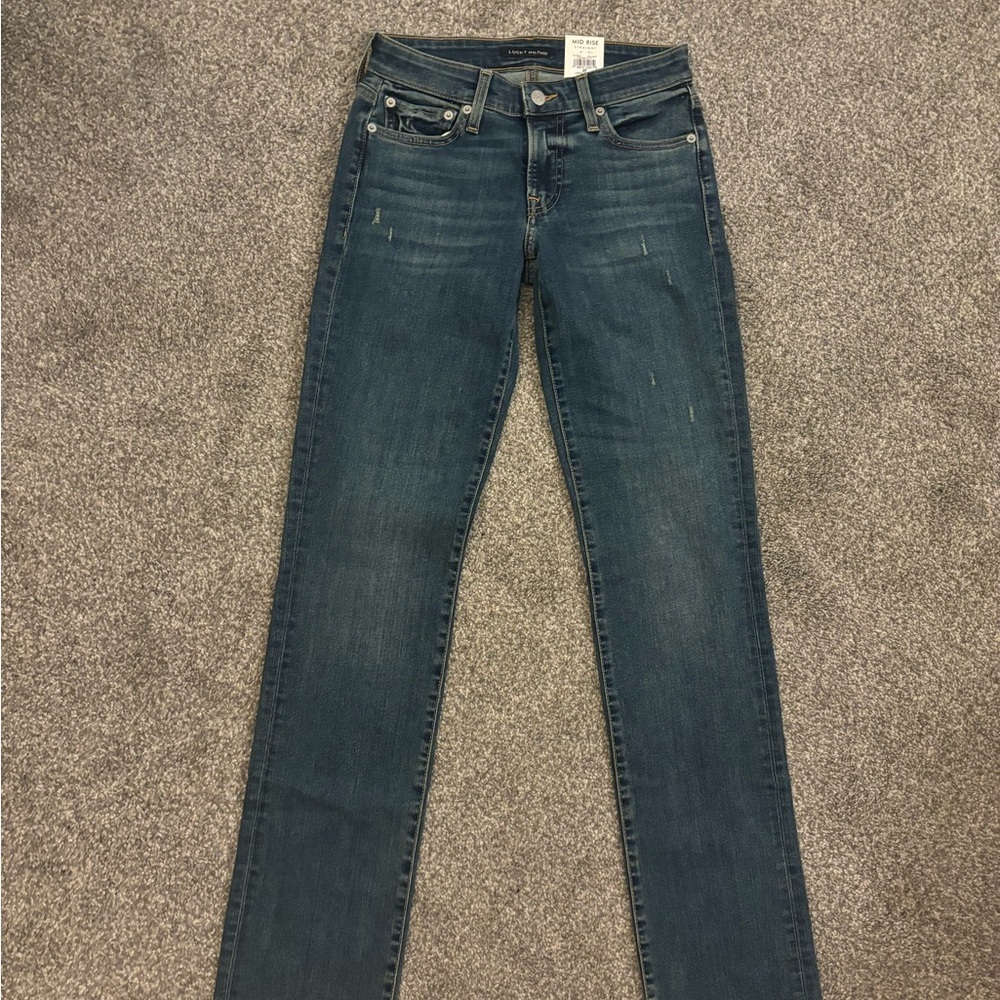 Lucky Brand, mid rise, straight jeans
Size 0, 25 Long